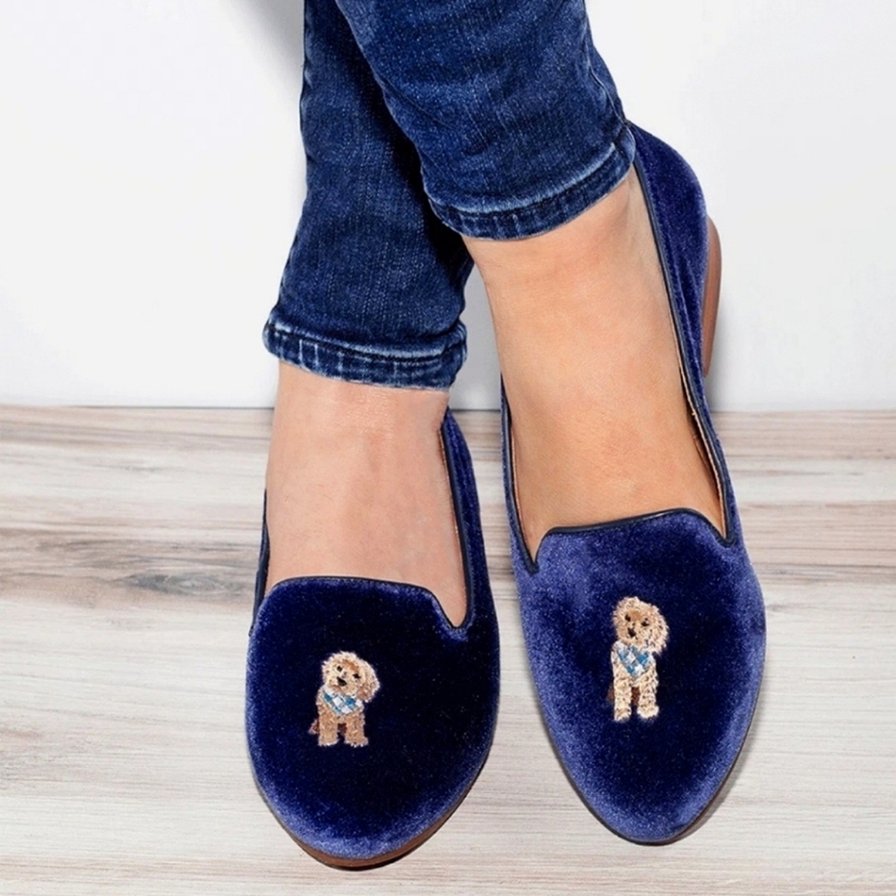 Jack Royers Blue Velvet Women's Loafers size 9